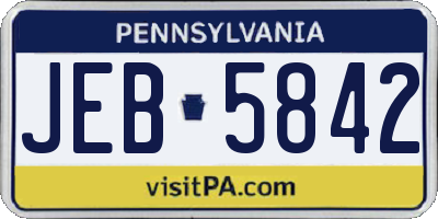 PA license plate JEB5842
