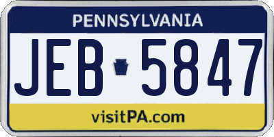 PA license plate JEB5847