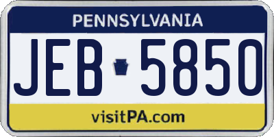 PA license plate JEB5850