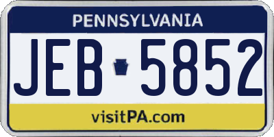 PA license plate JEB5852