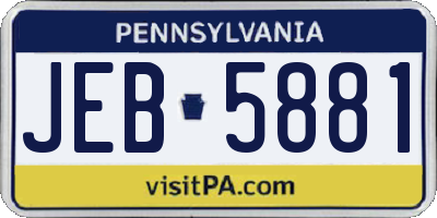 PA license plate JEB5881