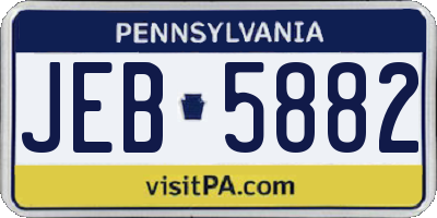 PA license plate JEB5882