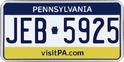 PA license plate JEB5925