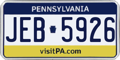 PA license plate JEB5926