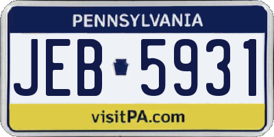 PA license plate JEB5931