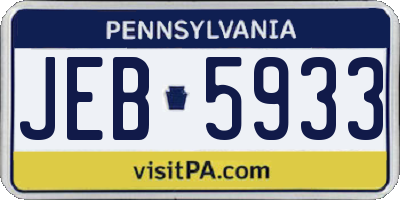 PA license plate JEB5933