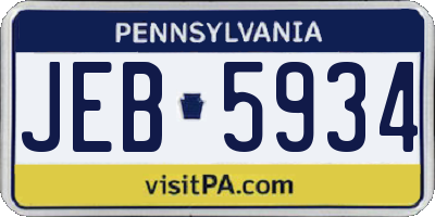 PA license plate JEB5934