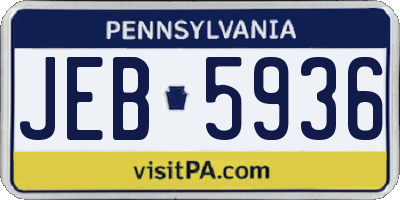 PA license plate JEB5936