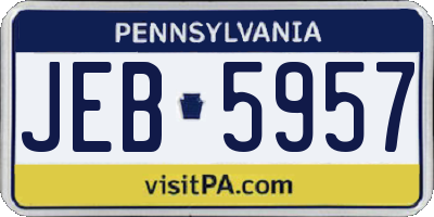 PA license plate JEB5957