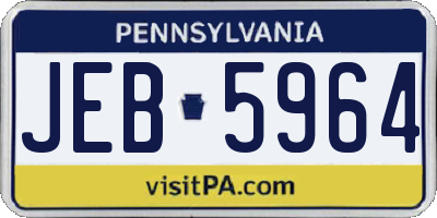 PA license plate JEB5964