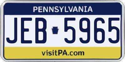 PA license plate JEB5965