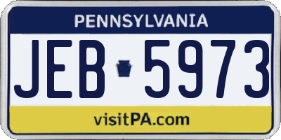 PA license plate JEB5973