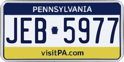 PA license plate JEB5977
