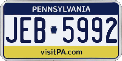 PA license plate JEB5992
