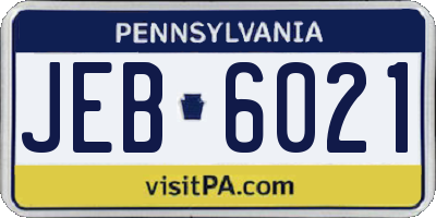 PA license plate JEB6021