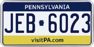 PA license plate JEB6023