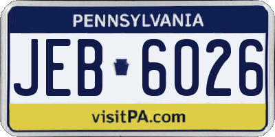 PA license plate JEB6026