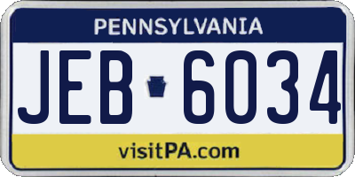 PA license plate JEB6034