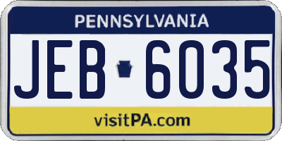 PA license plate JEB6035