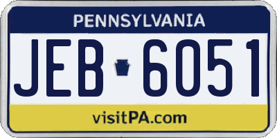 PA license plate JEB6051