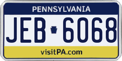 PA license plate JEB6068