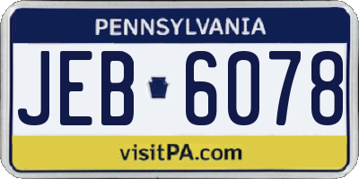 PA license plate JEB6078