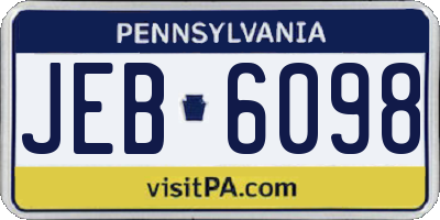 PA license plate JEB6098