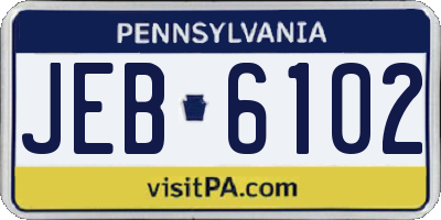 PA license plate JEB6102