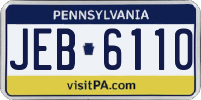 PA license plate JEB6110