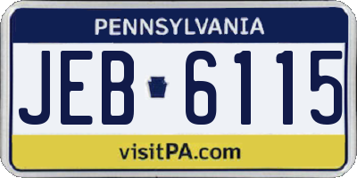 PA license plate JEB6115