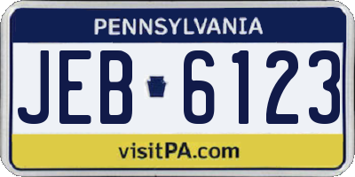 PA license plate JEB6123