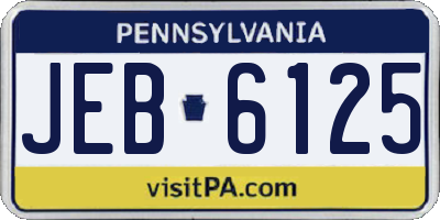 PA license plate JEB6125