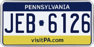 PA license plate JEB6126