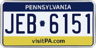 PA license plate JEB6151