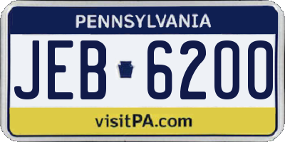 PA license plate JEB6200