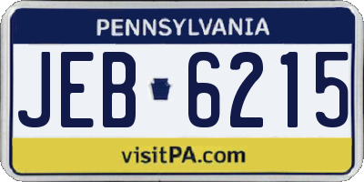 PA license plate JEB6215