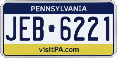 PA license plate JEB6221