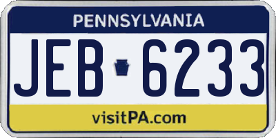PA license plate JEB6233