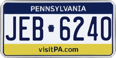 PA license plate JEB6240