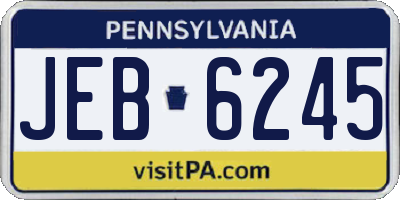 PA license plate JEB6245