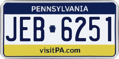 PA license plate JEB6251