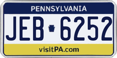 PA license plate JEB6252