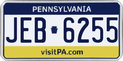 PA license plate JEB6255