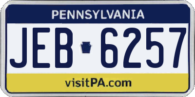 PA license plate JEB6257