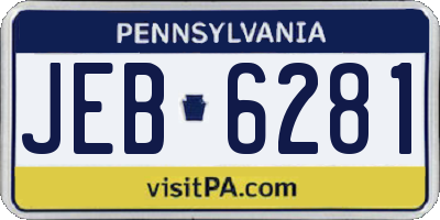 PA license plate JEB6281
