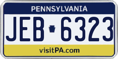 PA license plate JEB6323