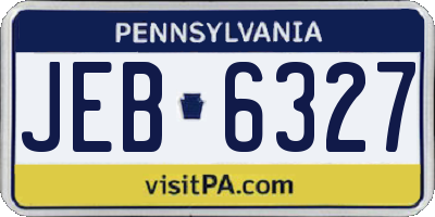 PA license plate JEB6327