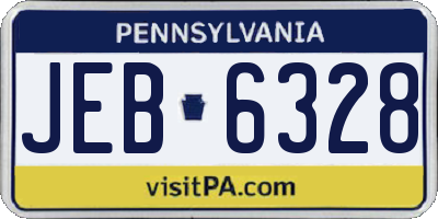PA license plate JEB6328