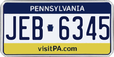 PA license plate JEB6345