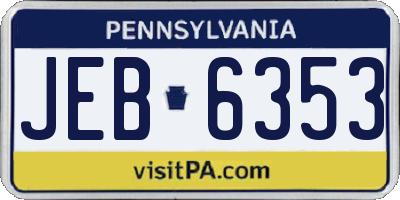 PA license plate JEB6353